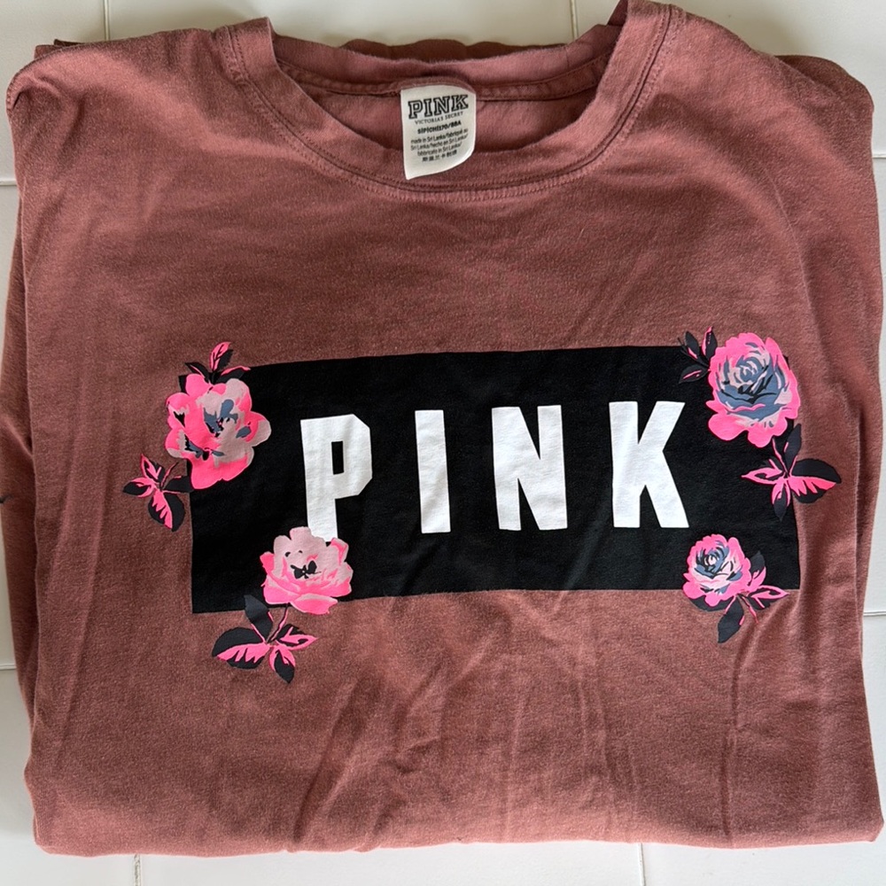 PINK Victoria's Secret Floral Long Sleeve Tee